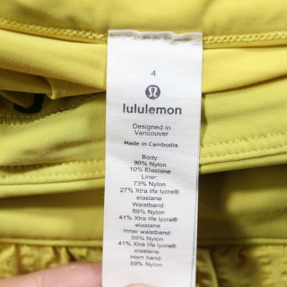 Lululemon Running Shorts Women's 4 Yellow Mesh Lined Z4 - Picture 3 of 6